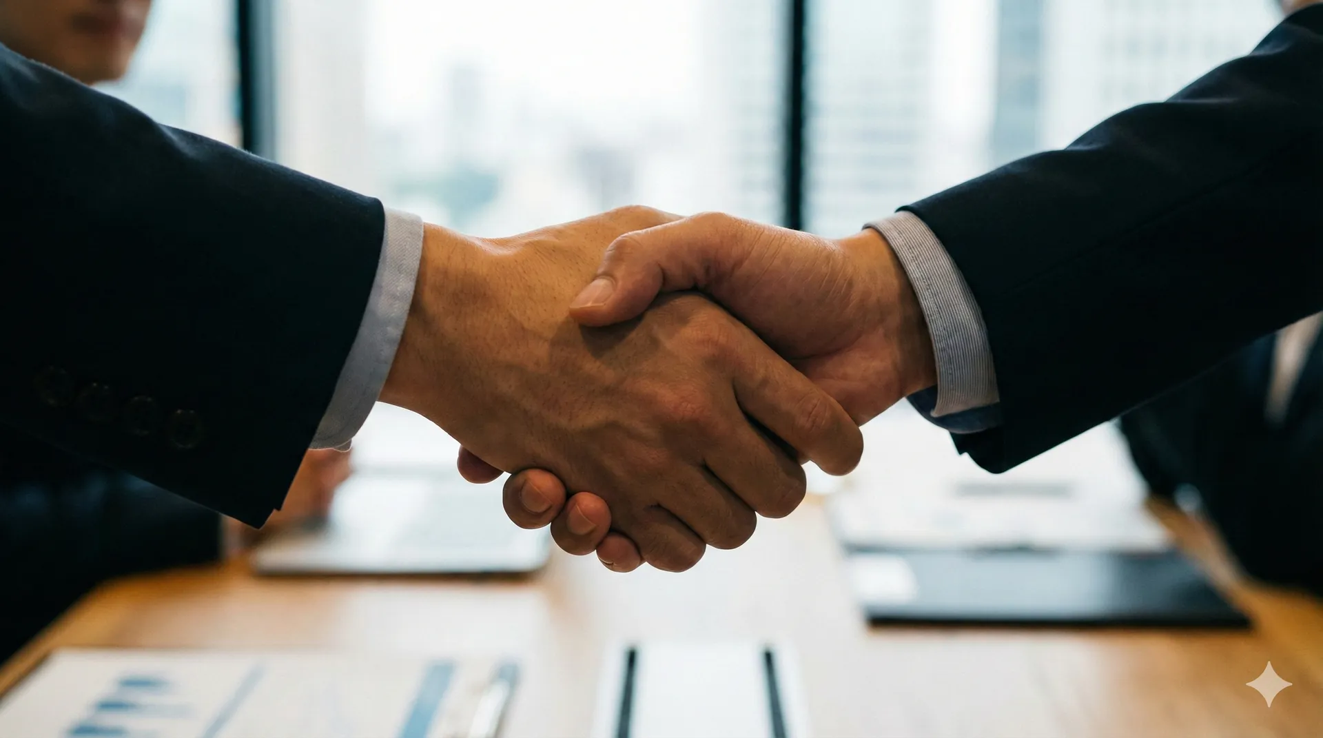 AI活用支援 - ビジネスパートナーとの握手イメージ